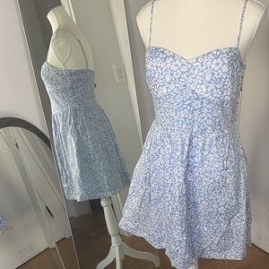 H&M Light Blue and White Floral Dress